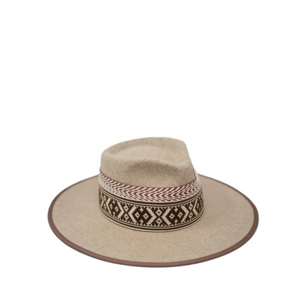 Olive & Pique Melbourne Wool Felt Rancher Aztec Tribal‎ Band Hat